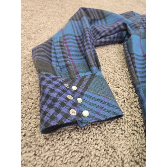 ATB Authentic Western Mens Pearl Snap‎ Long Sleeve Blue Shirt 17 Collar 34/35 - Picture 9 of 10